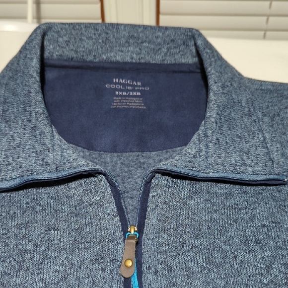 Haggar Men's Heather Blue Zip Up Sweater - Picture 2 of 13